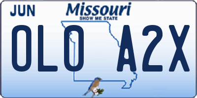 MO license plate OL0A2X