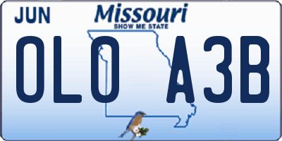 MO license plate OL0A3B