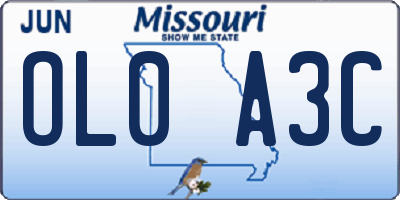MO license plate OL0A3C