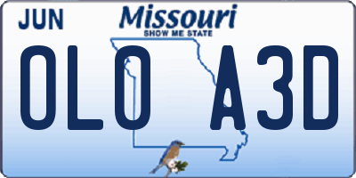 MO license plate OL0A3D