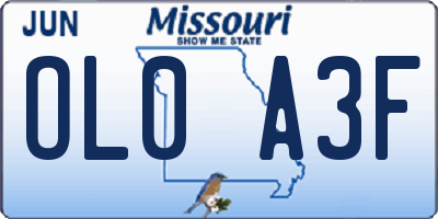 MO license plate OL0A3F