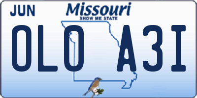 MO license plate OL0A3I
