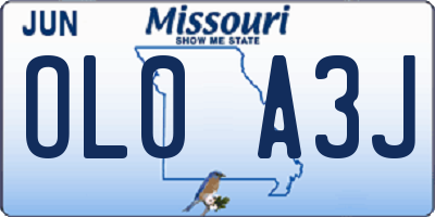 MO license plate OL0A3J
