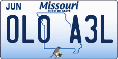 MO license plate OL0A3L