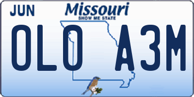 MO license plate OL0A3M