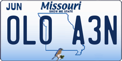 MO license plate OL0A3N