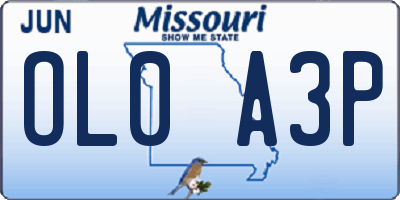 MO license plate OL0A3P