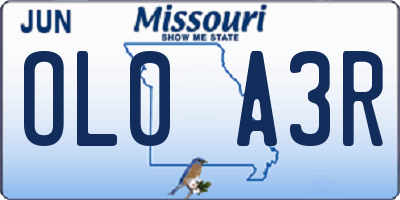 MO license plate OL0A3R