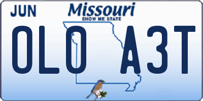 MO license plate OL0A3T