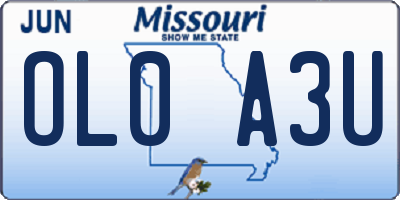 MO license plate OL0A3U