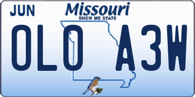 MO license plate OL0A3W
