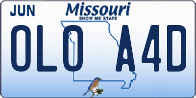 MO license plate OL0A4D