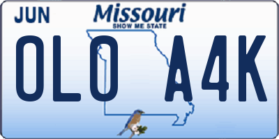 MO license plate OL0A4K