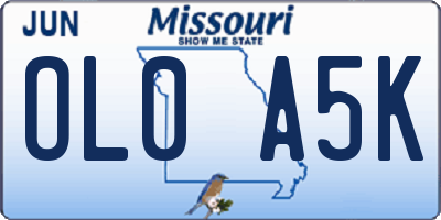 MO license plate OL0A5K