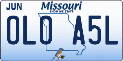 MO license plate OL0A5L