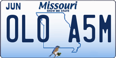 MO license plate OL0A5M