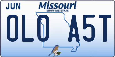 MO license plate OL0A5T