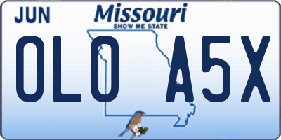 MO license plate OL0A5X