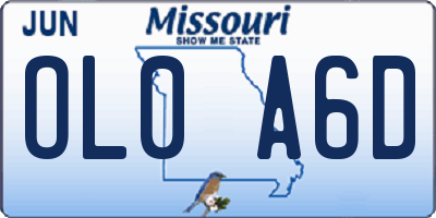 MO license plate OL0A6D