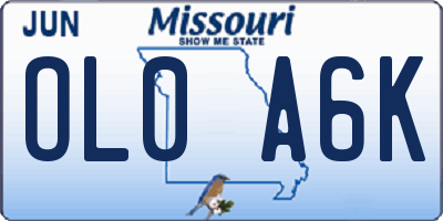 MO license plate OL0A6K