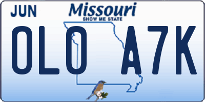 MO license plate OL0A7K