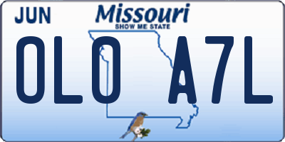 MO license plate OL0A7L