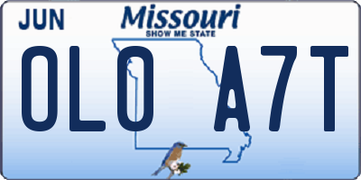 MO license plate OL0A7T