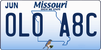 MO license plate OL0A8C