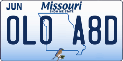 MO license plate OL0A8D