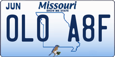 MO license plate OL0A8F