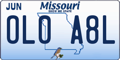 MO license plate OL0A8L