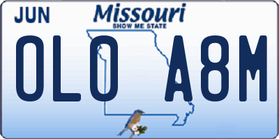 MO license plate OL0A8M