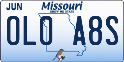 MO license plate OL0A8S