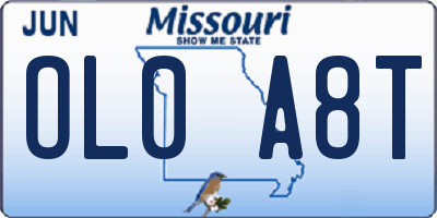 MO license plate OL0A8T