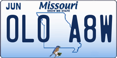 MO license plate OL0A8W