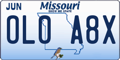 MO license plate OL0A8X