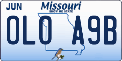 MO license plate OL0A9B