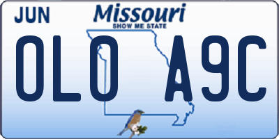 MO license plate OL0A9C