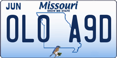 MO license plate OL0A9D