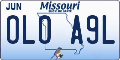MO license plate OL0A9L
