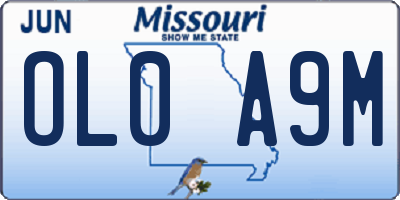 MO license plate OL0A9M
