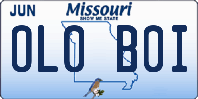MO license plate OL0B0I