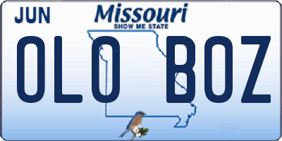 MO license plate OL0B0Z