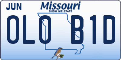 MO license plate OL0B1D