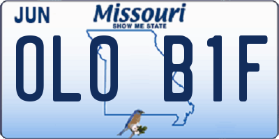 MO license plate OL0B1F