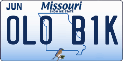 MO license plate OL0B1K