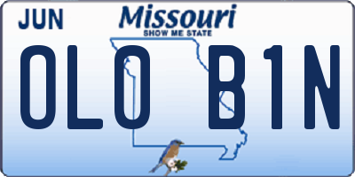 MO license plate OL0B1N
