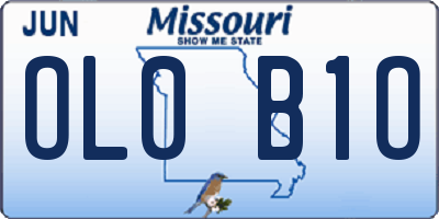MO license plate OL0B1O