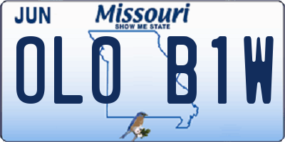 MO license plate OL0B1W