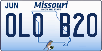 MO license plate OL0B2O